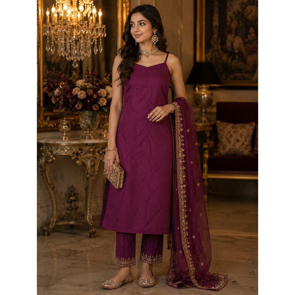 South Asian Kameez Jawed Tailors Tunic Womens M Magenta Purple Excellent